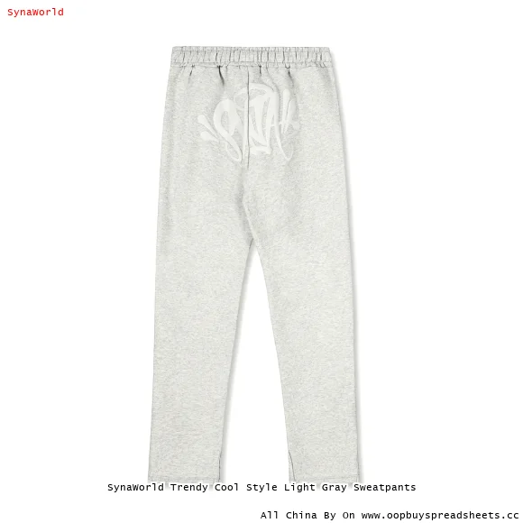 SynaWorld Trendy Cool Style Light Gray Sweatpants