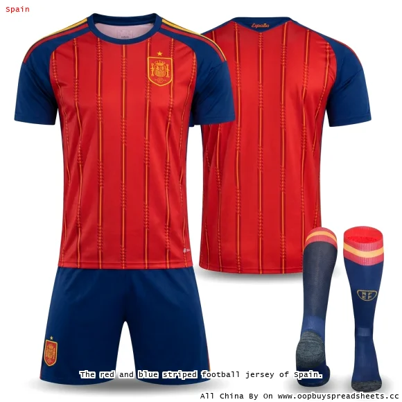 The red and blue striped football jersey of Spain.