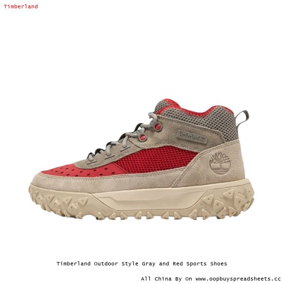 Timberland Outdoor Style Gray and Red Sports Shoes