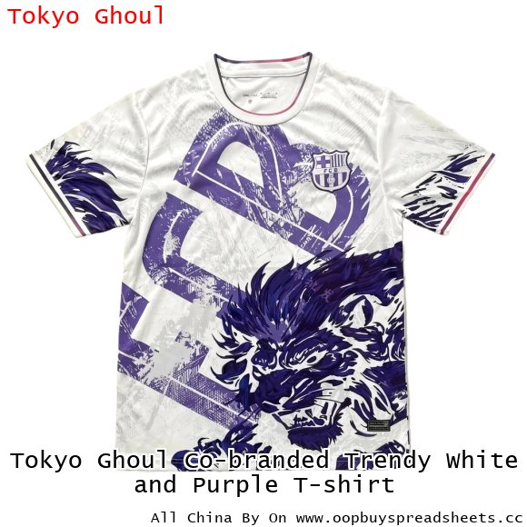 Tokyo Ghoul Co-branded Trendy White and Purple T-shirt