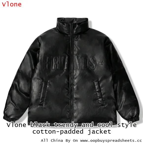 Vlone black trendy and cool style cotton-padded jacket
