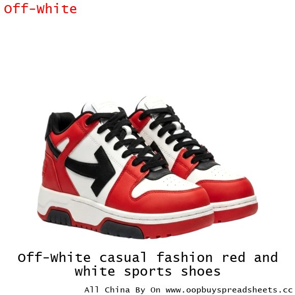 Off-White casual fashion red and white sports shoes