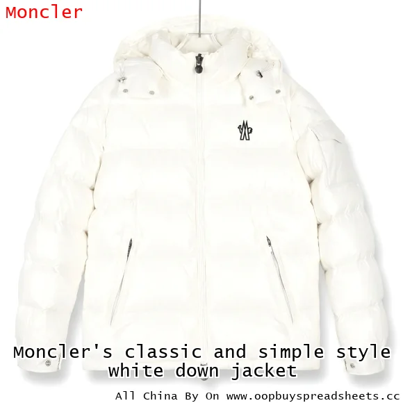 Moncler's classic and simple style white down jacket