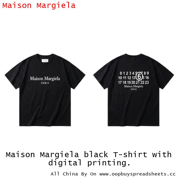 Maison Margiela black T-shirt with digital printing.