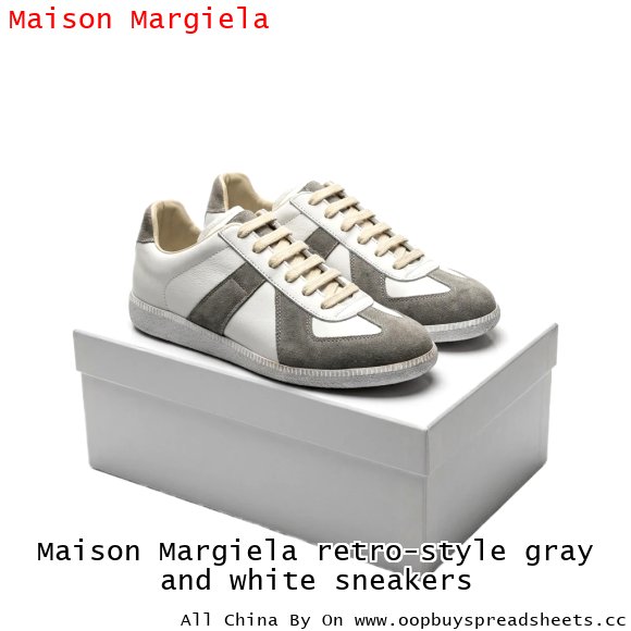 Maison Margiela retro-style gray and white sneakers