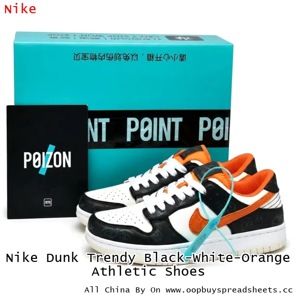 Nike Dunk Trendy Black-White-Orange Athletic Shoes