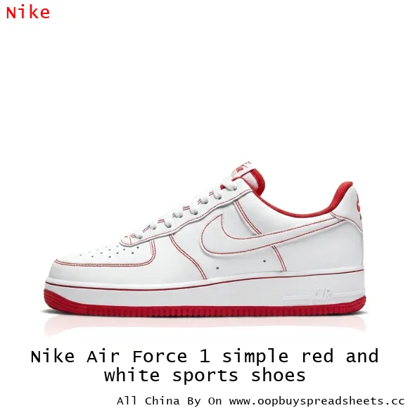 Nike Air Force 1 simple red and white sports shoes