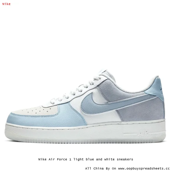 Nike Air Force 1 light blue and white sneakers