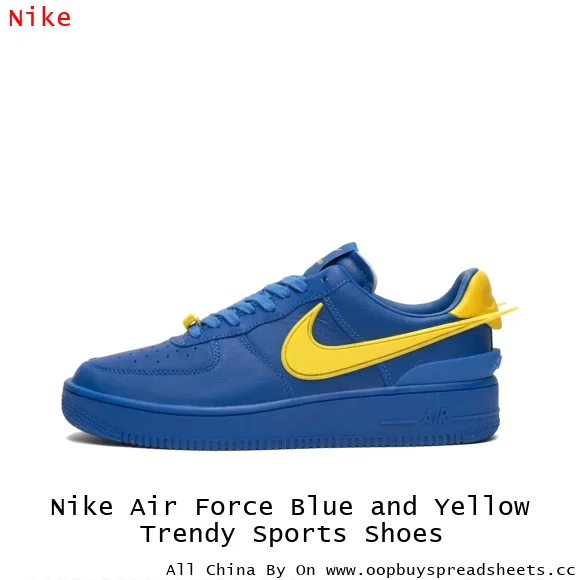 Nike Air Force Blue and Yellow Trendy Sports Shoes