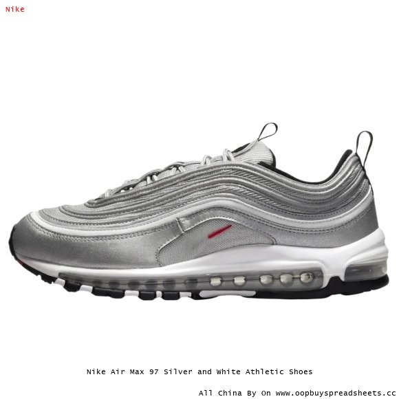 Nike Air Max 97 Silver and White Athletic Shoes