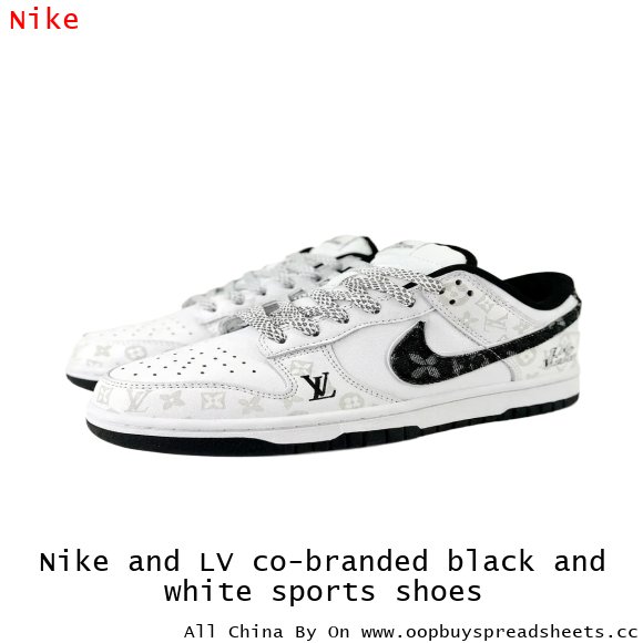 Nike and LV co-branded black and white sports shoes
