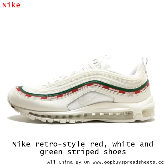 Nike retro-style red, white and green striped shoes