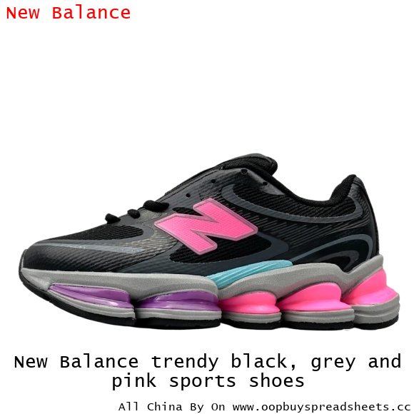 New Balance trendy black, grey and pink sports shoes