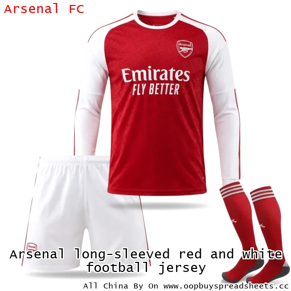 Arsenal long-sleeved red and white football jersey