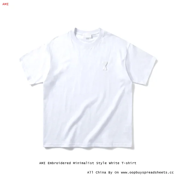AMI Embroidered Minimalist Style White T-shirt