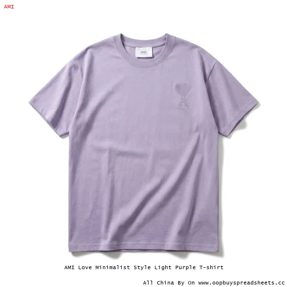 AMI Love Minimalist Style Light Purple T-shirt