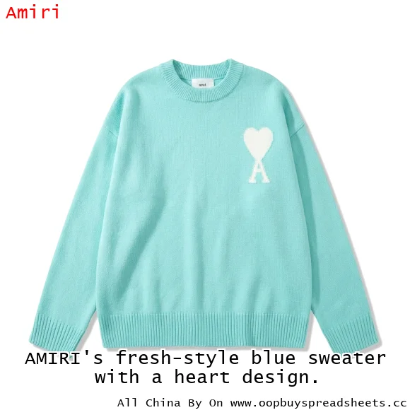 AMIRI's fresh-style blue sweater with a heart design.