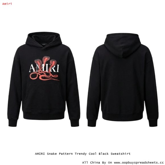 AMIRI Snake Pattern Trendy Cool Black Sweatshirt