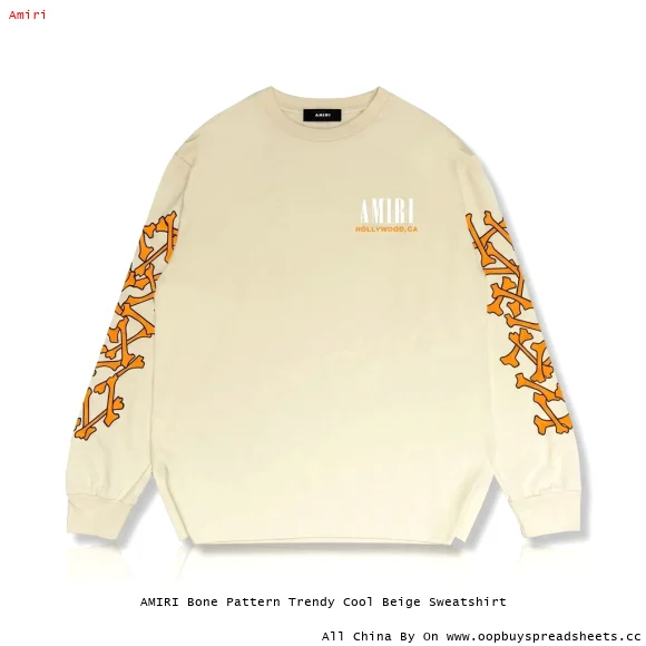 AMIRI Bone Pattern Trendy Cool Beige Sweatshirt