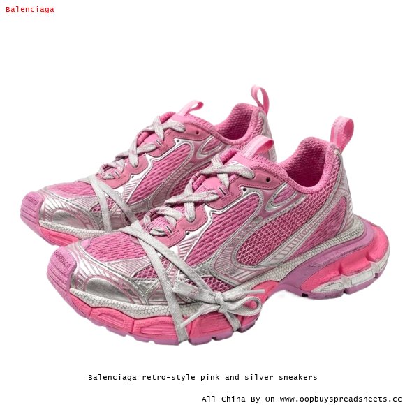 Balenciaga retro-style pink and silver sneakers