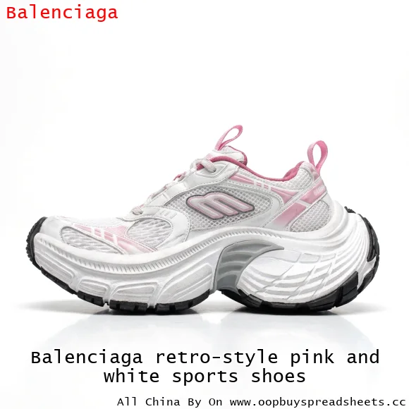 Balenciaga retro-style pink and white sports shoes