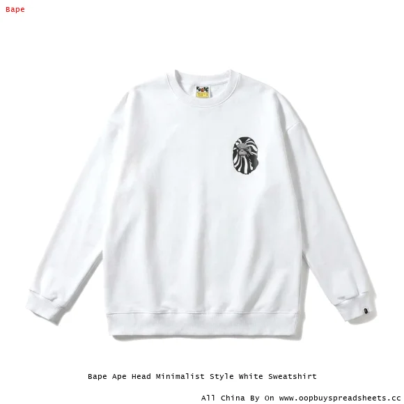 Bape Ape Head Minimalist Style White Sweatshirt