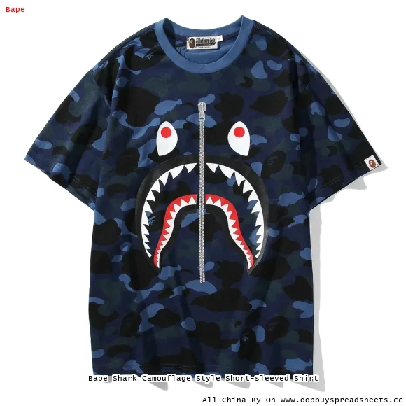 Bape Shark Camouflage Style Short-sleeved Shirt