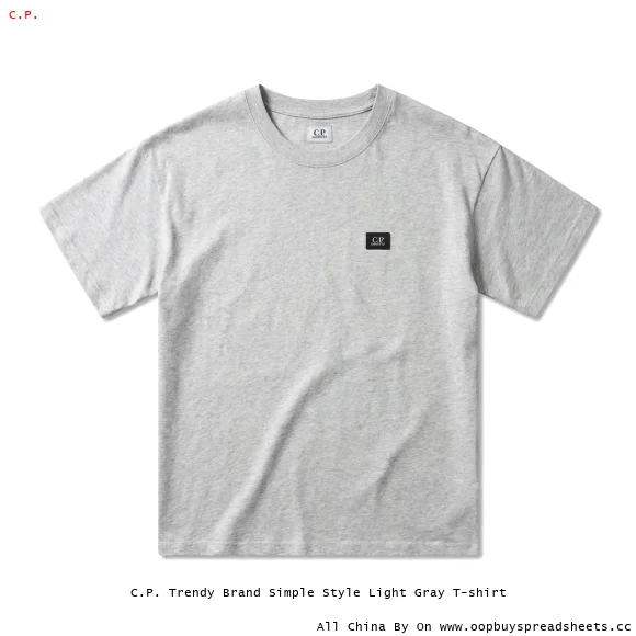 C.P. Trendy Brand Simple Style Light Gray T-shirt