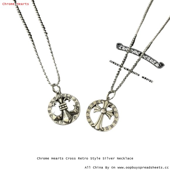 Chrome Hearts Cross Retro Style Silver Necklace