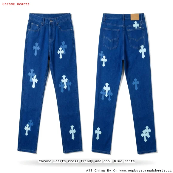 Chrome Hearts Cross Trendy and Cool Blue Pants