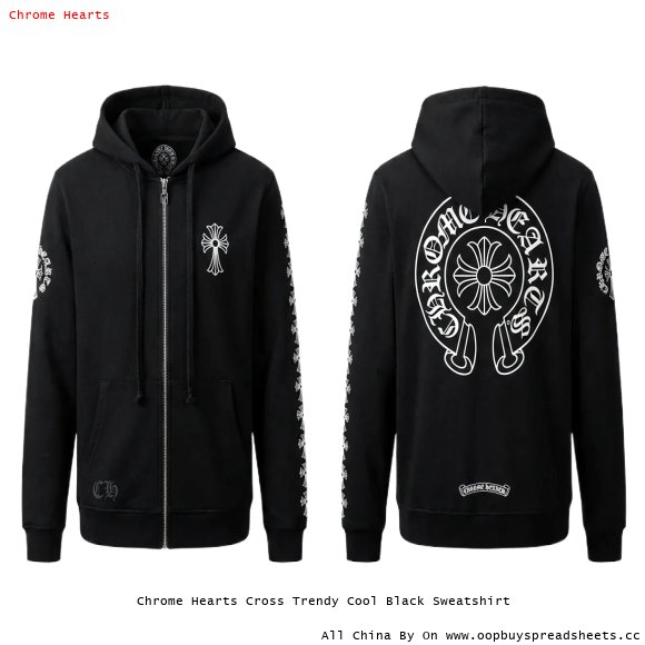 Chrome Hearts Cross Trendy Cool Black Sweatshirt