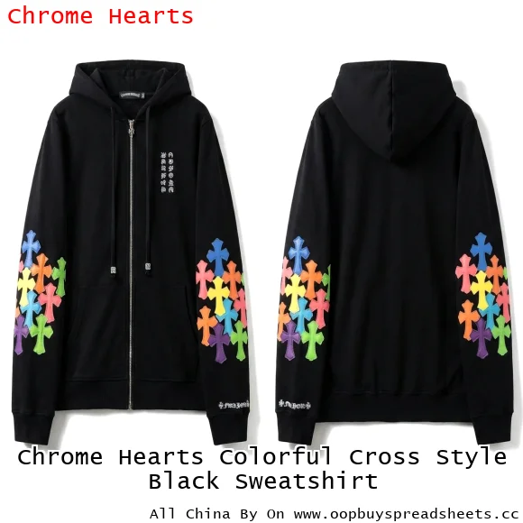 Chrome Hearts Colorful Cross Style Black Sweatshirt