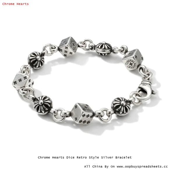 Chrome Hearts Dice Retro Style Silver Bracelet