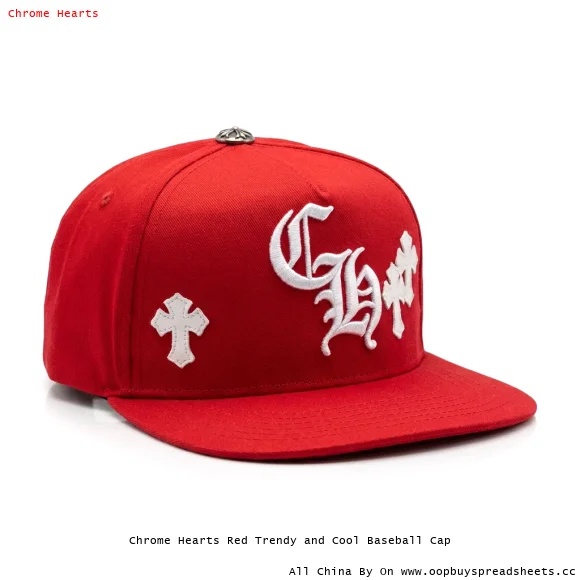 Chrome Hearts Red Trendy and Cool Baseball Cap