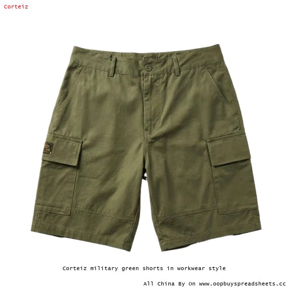 Corteiz military green shorts in workwear style