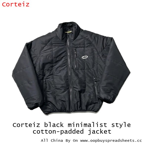 Corteiz black minimalist style cotton-padded jacket