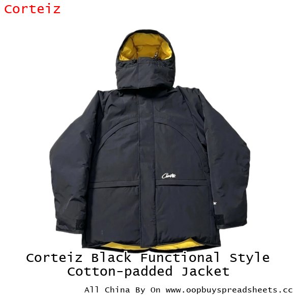 Corteiz Black Functional Style Cotton-padded Jacket