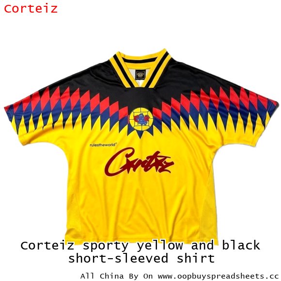 Corteiz sporty yellow and black short-sleeved shirt