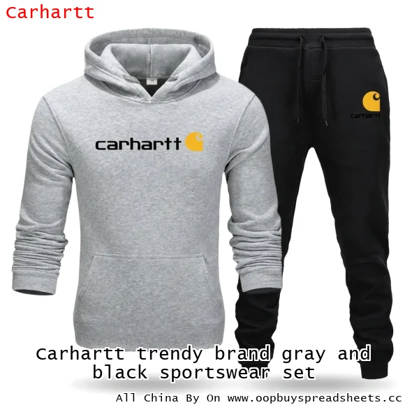 Carhartt trendy brand gray and black sportswear set
