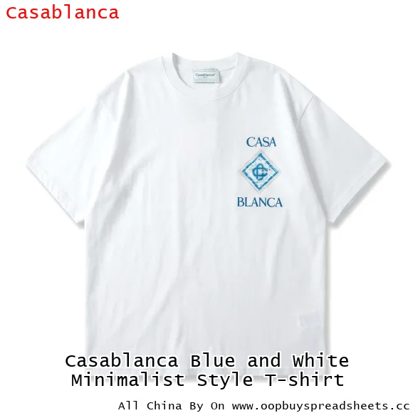 Casablanca Blue and White Minimalist Style T-shirt