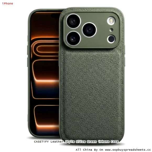 CASETiFY Leather Style Olive Green iPhone Case