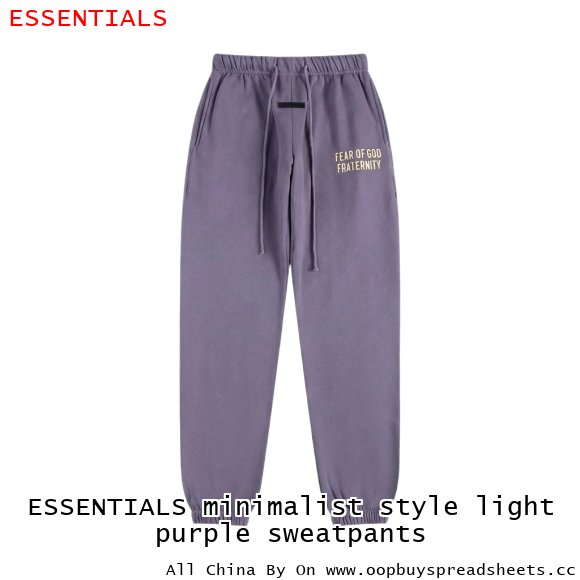 ESSENTIALS minimalist style light purple sweatpants