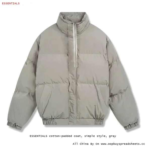 ESSENTIALS cotton-padded coat, simple style, gray