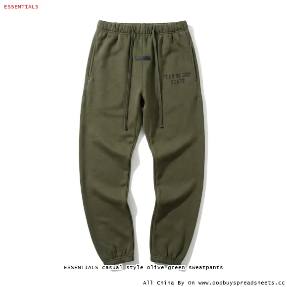 ESSENTIALS casual style olive green sweatpants