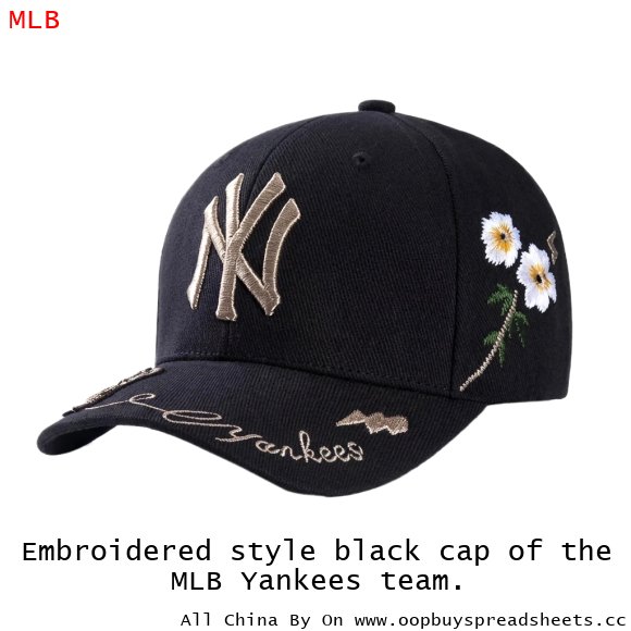 Embroidered style black cap of the MLB Yankees team.