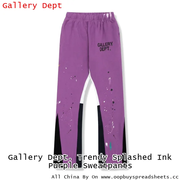 Gallery Dept. Trendy Splashed Ink Purple Sweatpants