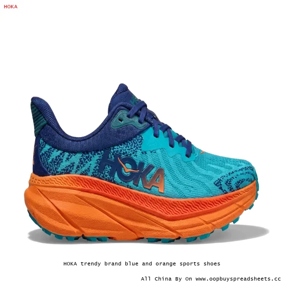 HOKA trendy brand blue and orange sports shoes