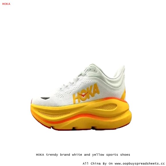 HOKA trendy brand white and yellow sports shoes