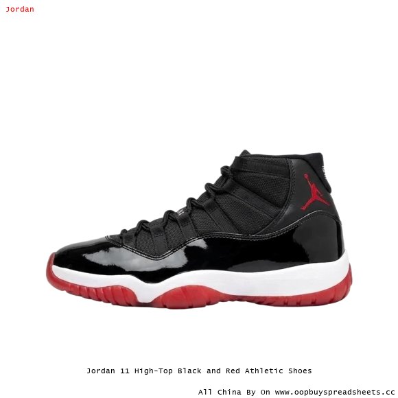 Jordan 11 High-Top Black and Red Athletic Shoes