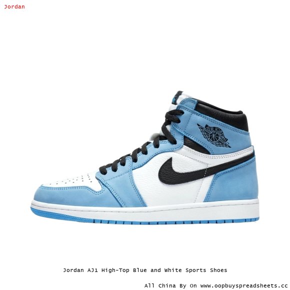 Jordan AJ1 High-Top Blue and White Sports Shoes